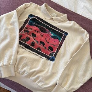 Cream Sweatshirt with Graphic Design